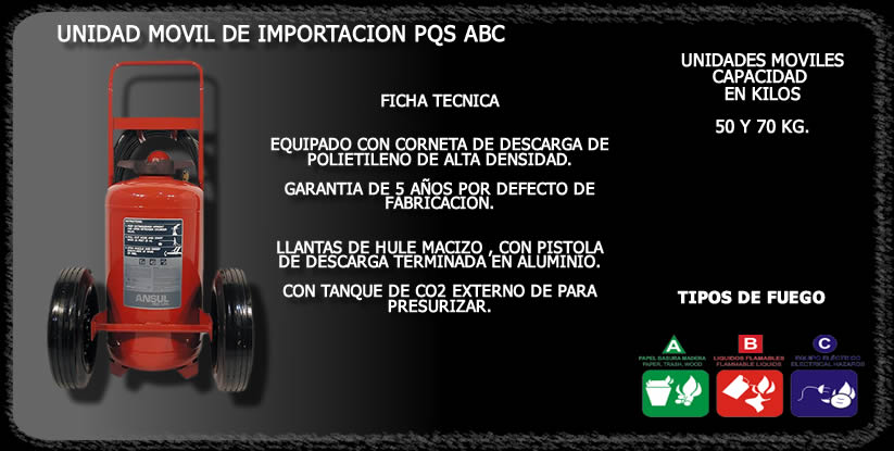 UNIDAD MOVIL DE POLVO QUIMICO SECO TIPO ABC IMPORTACION